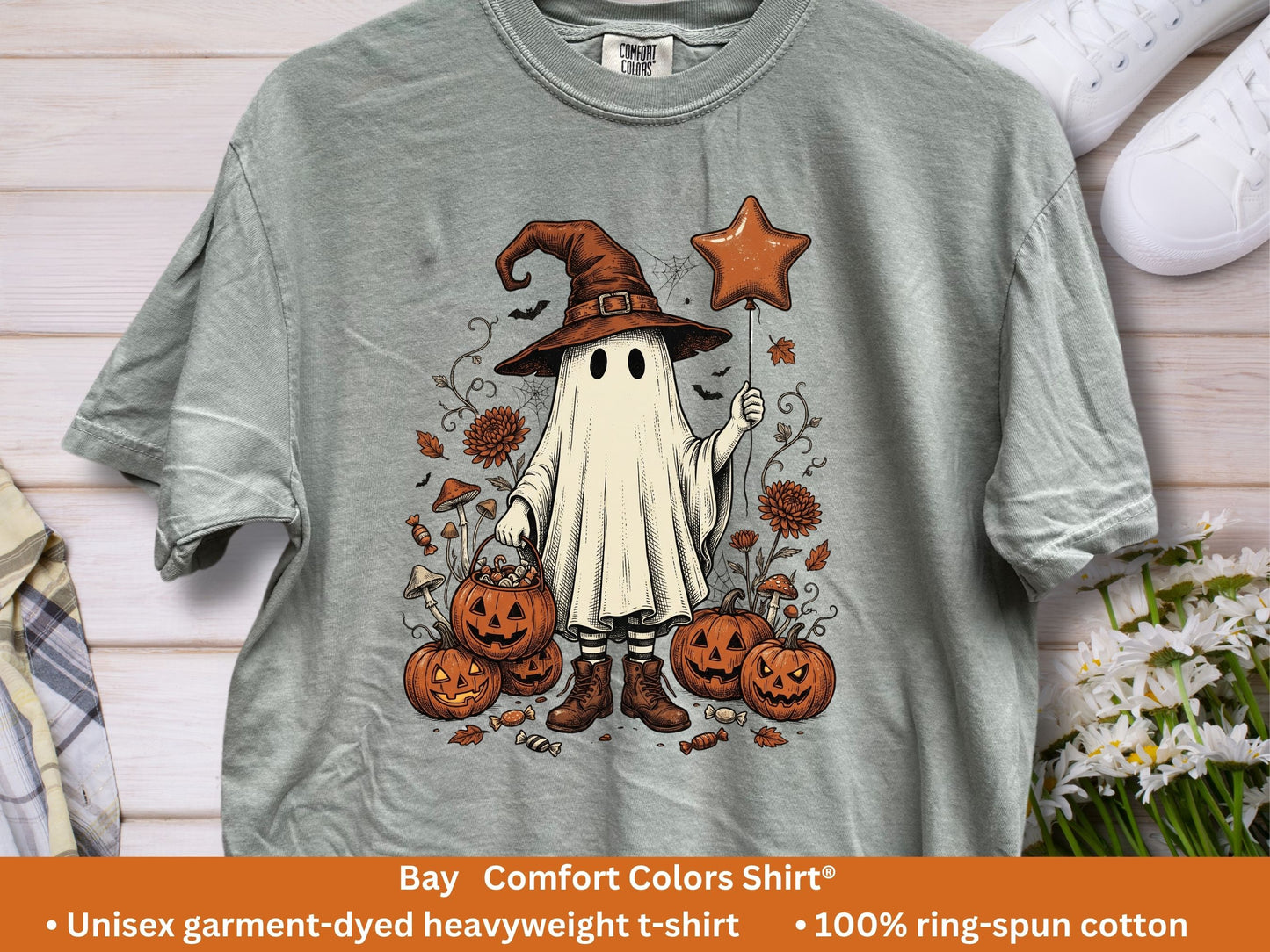 Trick-or-Treat Witch Ghost T-Shirt | Vintage Halloween Tee