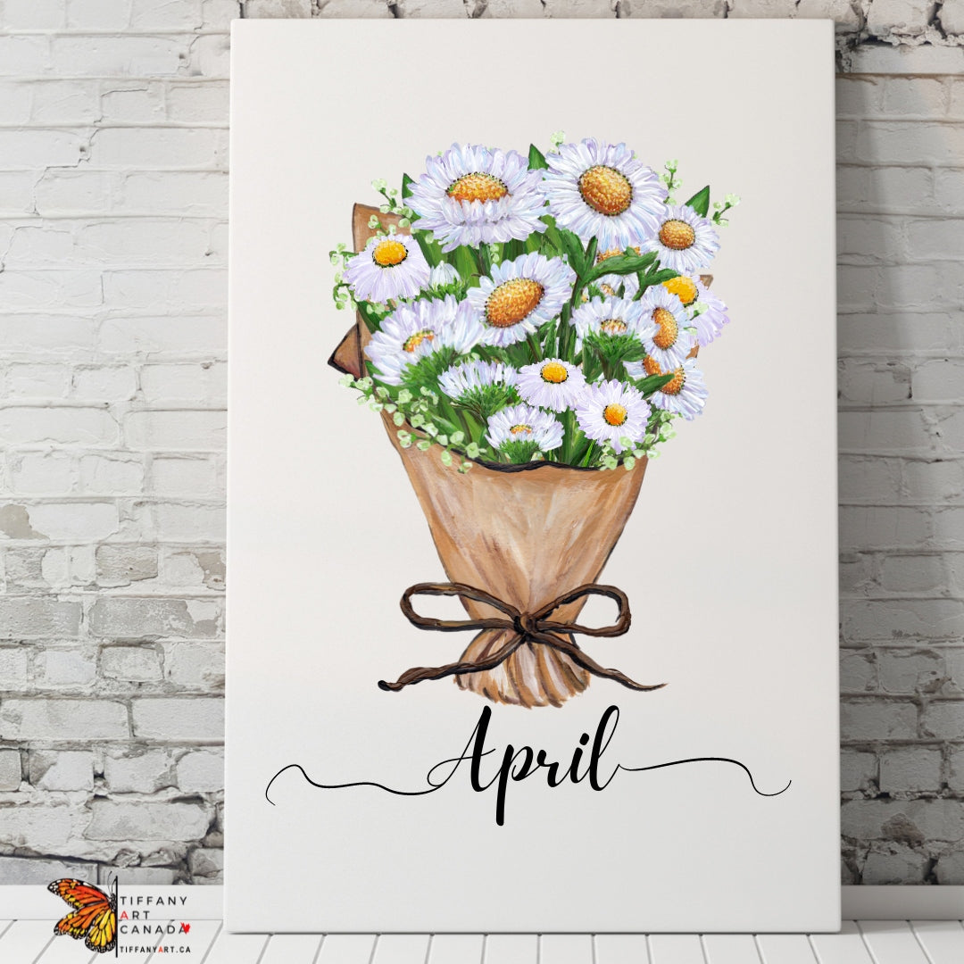 April Daisy Birth Flower Print