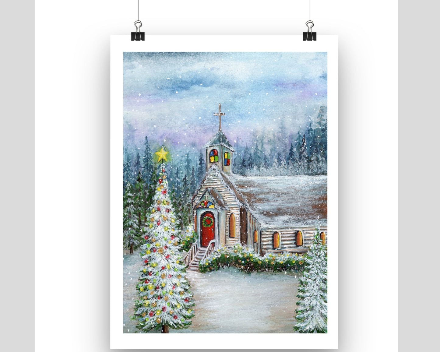 Christmas Country Church Print