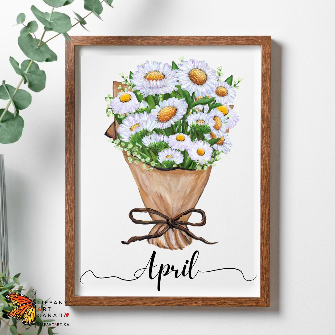 April Daisy Birth Flower Print