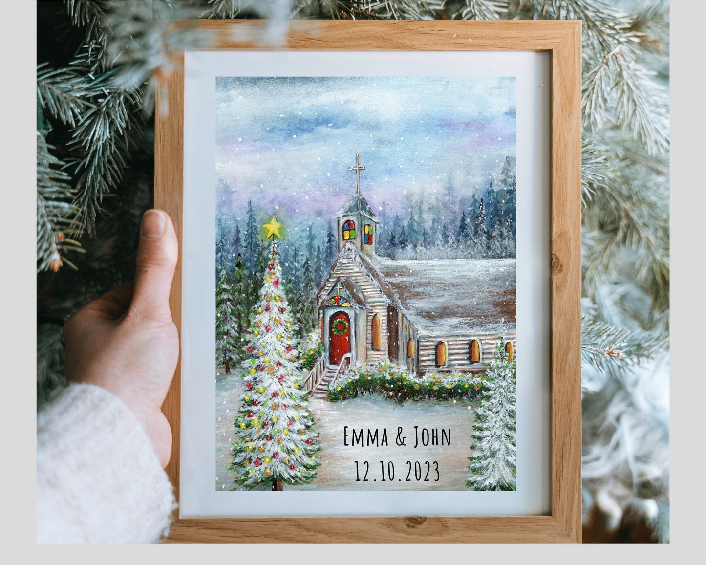 Christmas Country Church Print