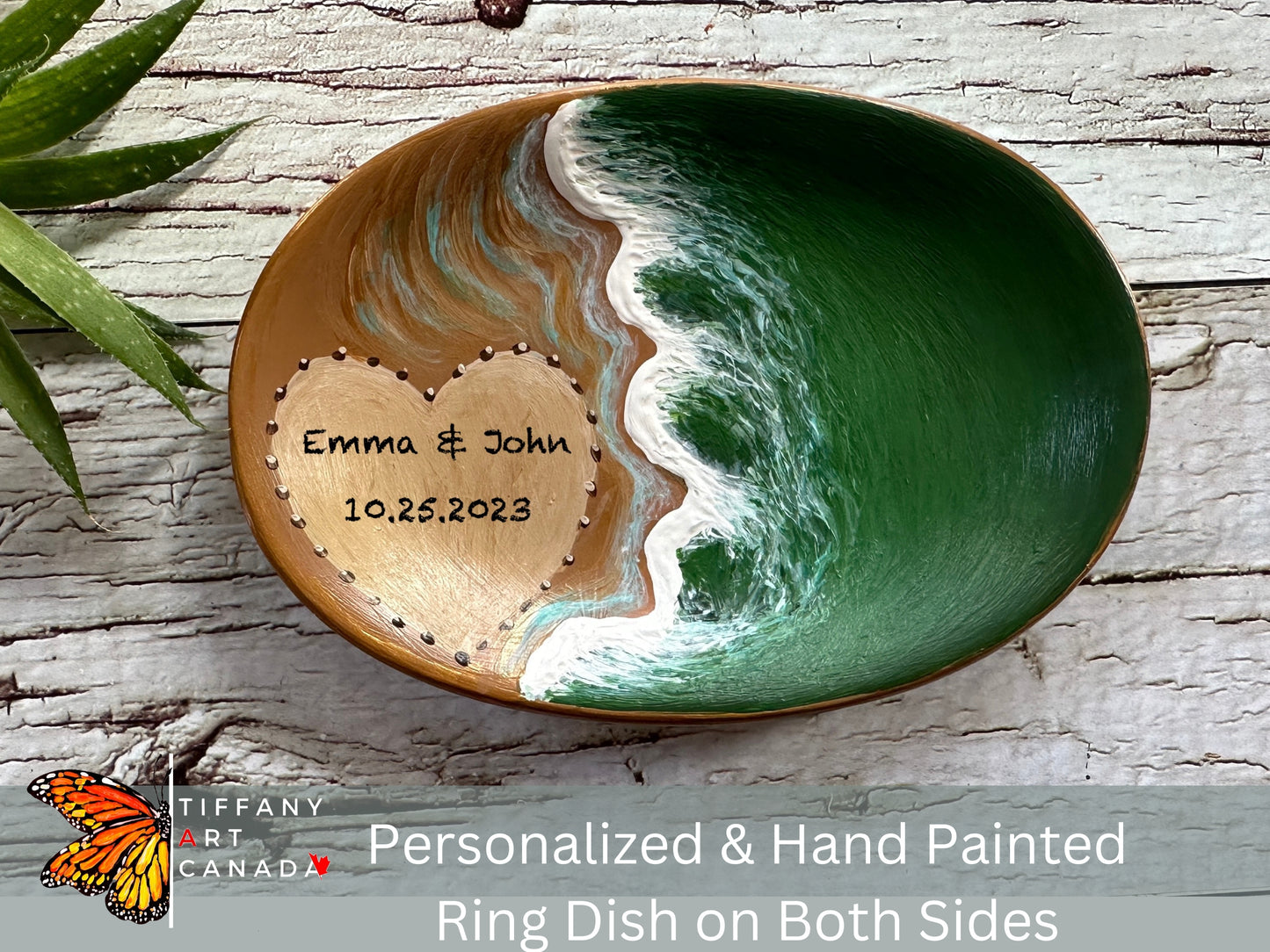 Hand Painted Beach Wedding Ring Dish