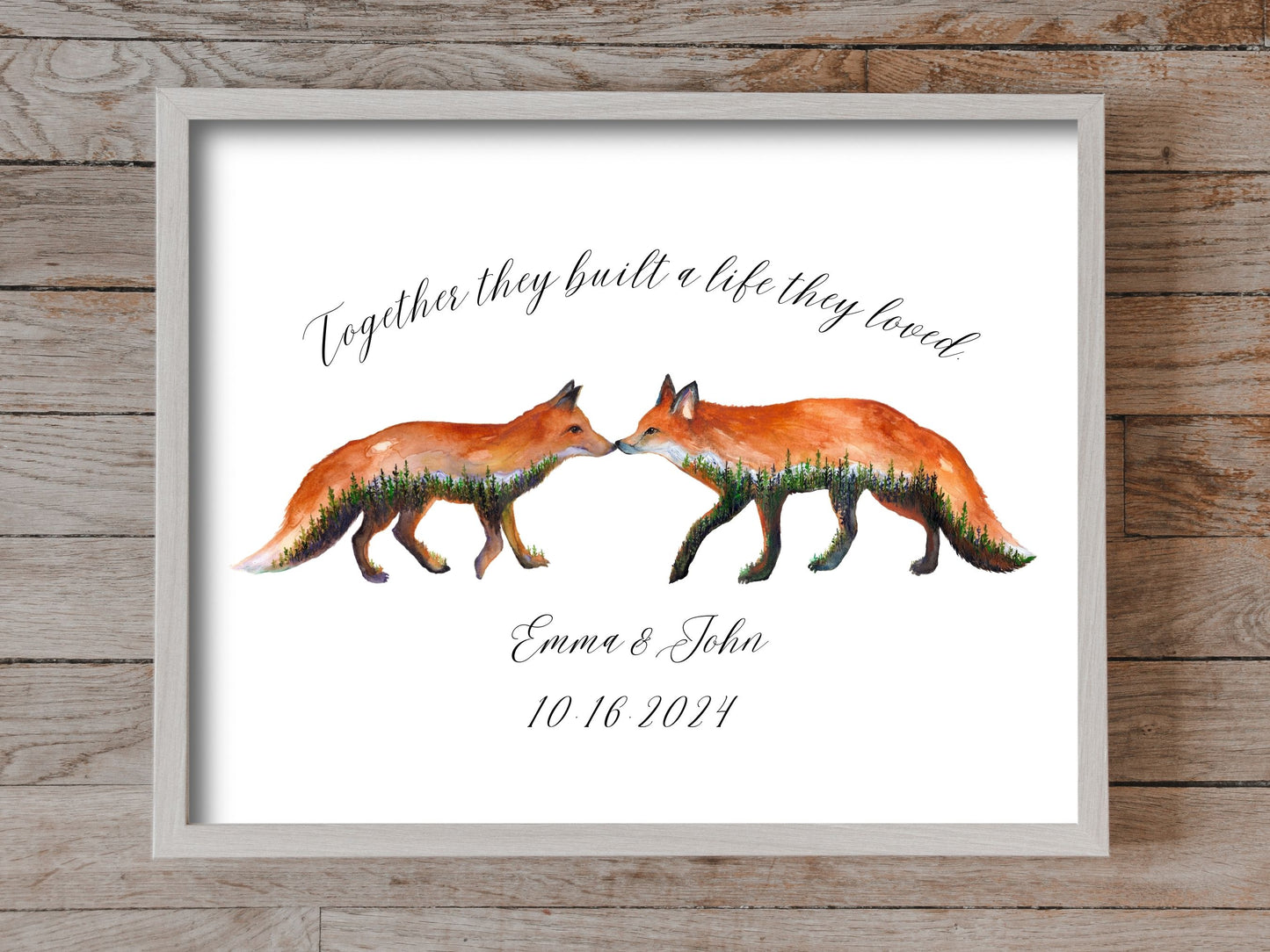 Personalized Fox Couple Print