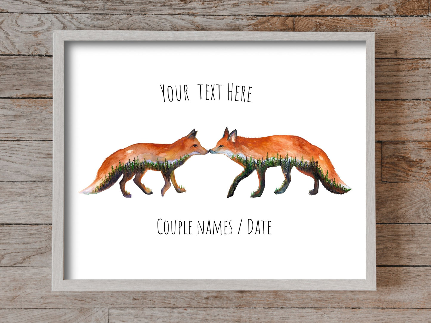 Personalized Fox Couple Print