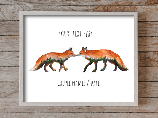 Personalized Fox Couple Print