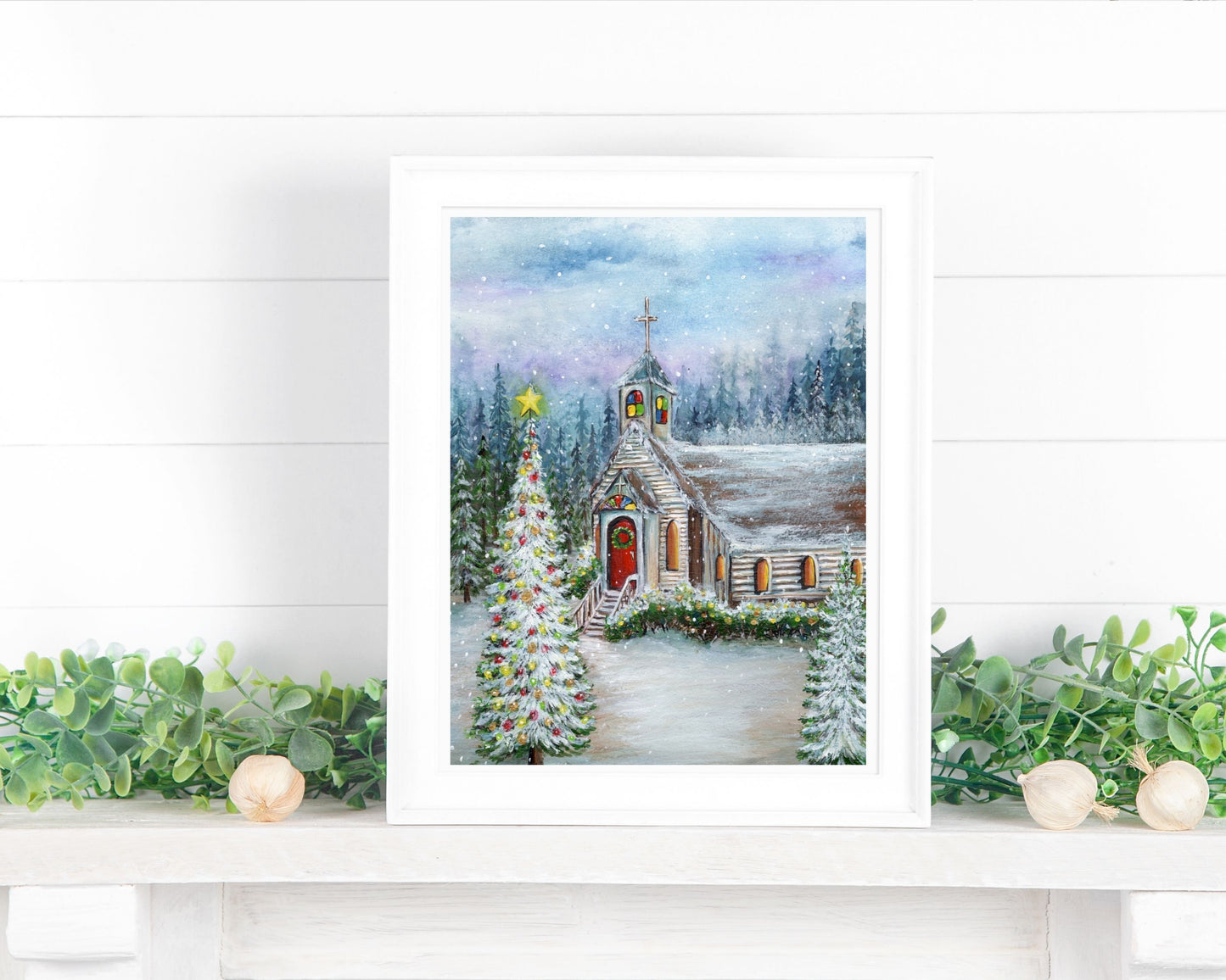 Christmas Country Church Print