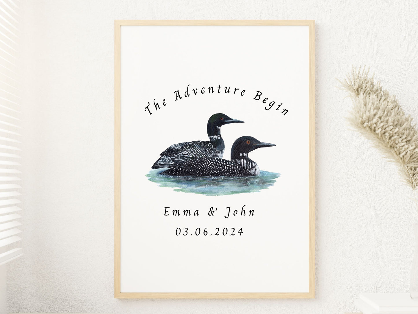 Personalized Loon Couple Print