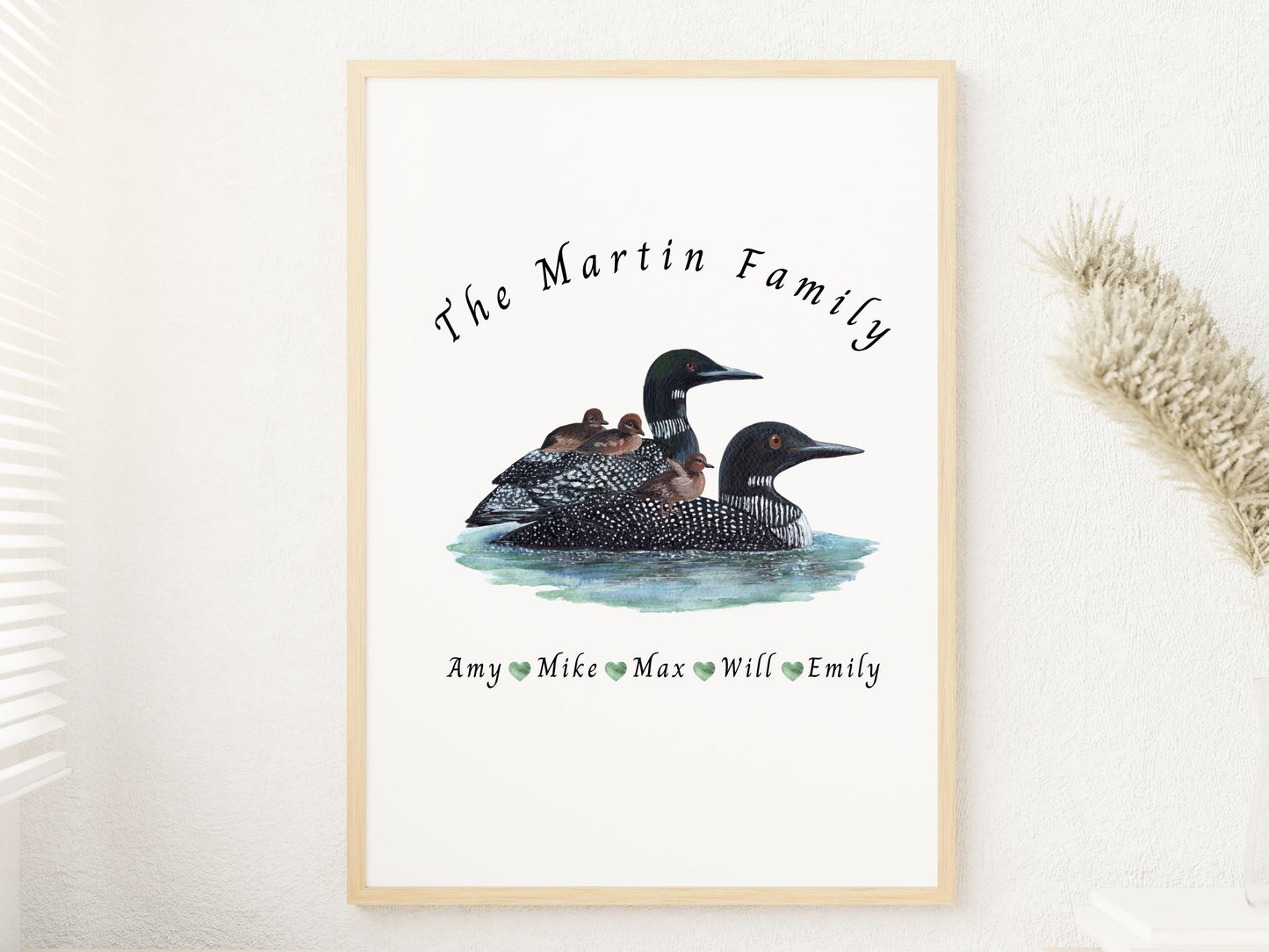 Personalized Loon Family Print