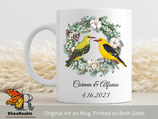 Personalized Golden Oriole Couple Mug