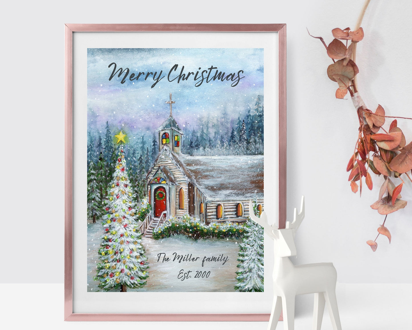 Christmas Country Church Print