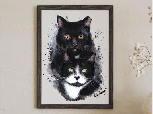 Custom Cat Portrait Painting, Original Pet Memorial Gift