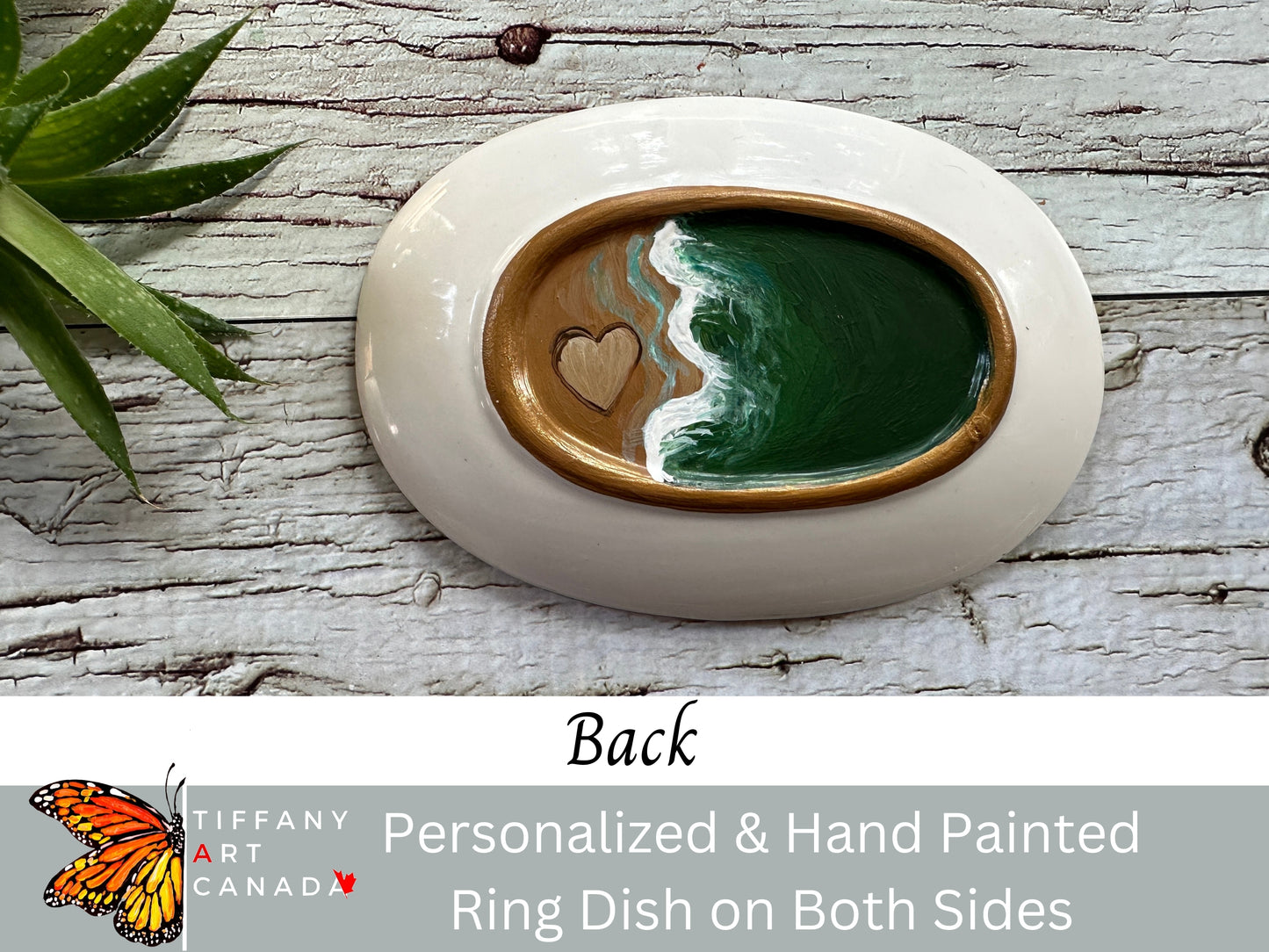 Hand Painted Beach Wedding Ring Dish