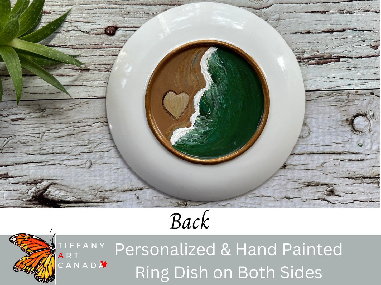 Hand Painted Beach Wedding Ring Dish