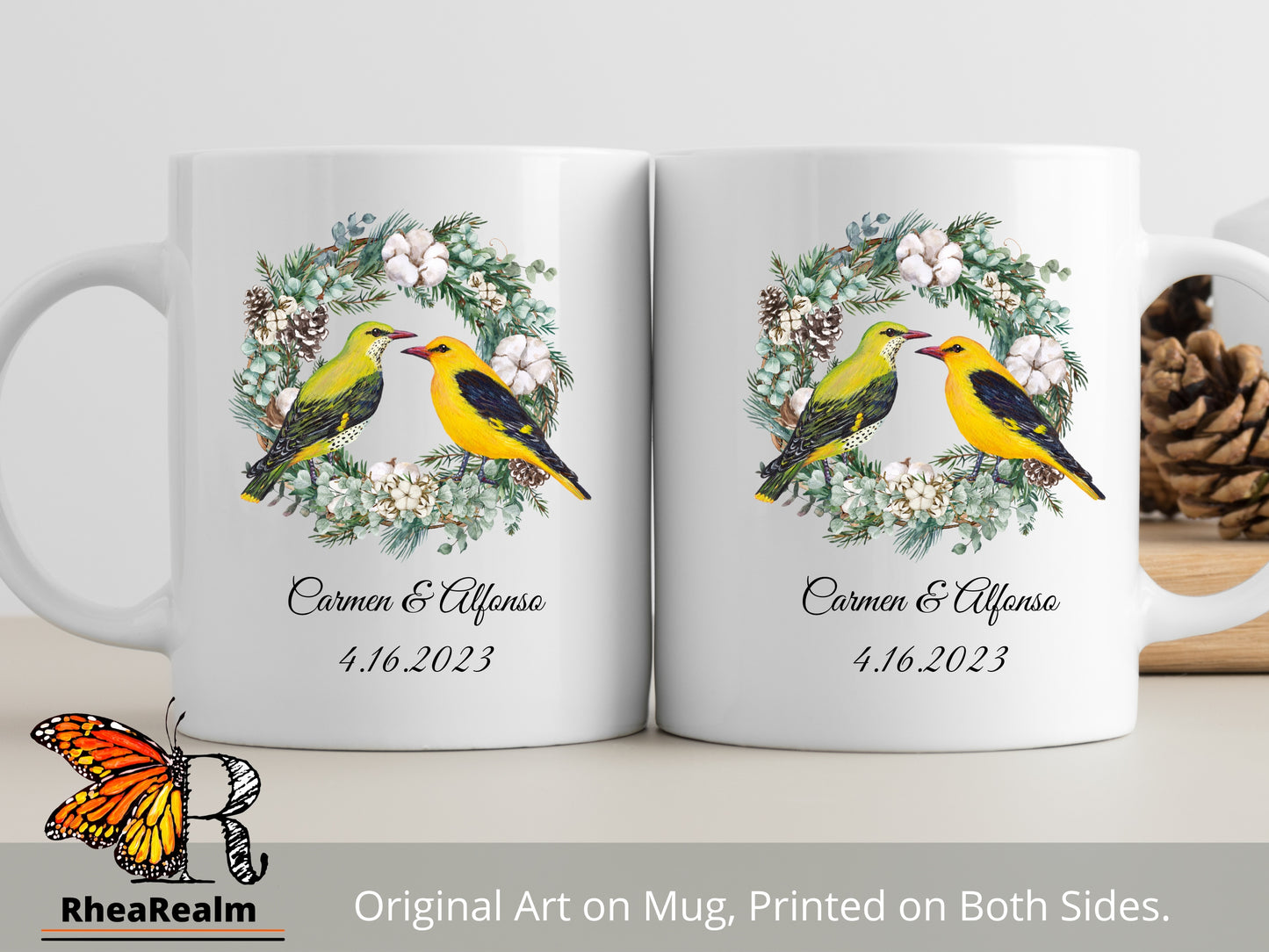 Personalized Golden Oriole Couple Mug