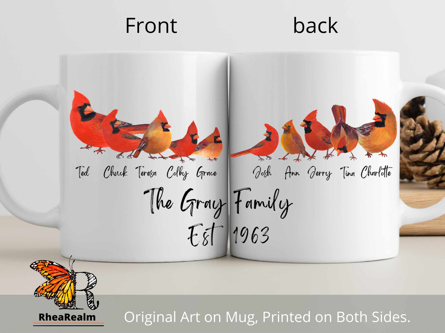 Personalized Cardinal Bird Family Mug