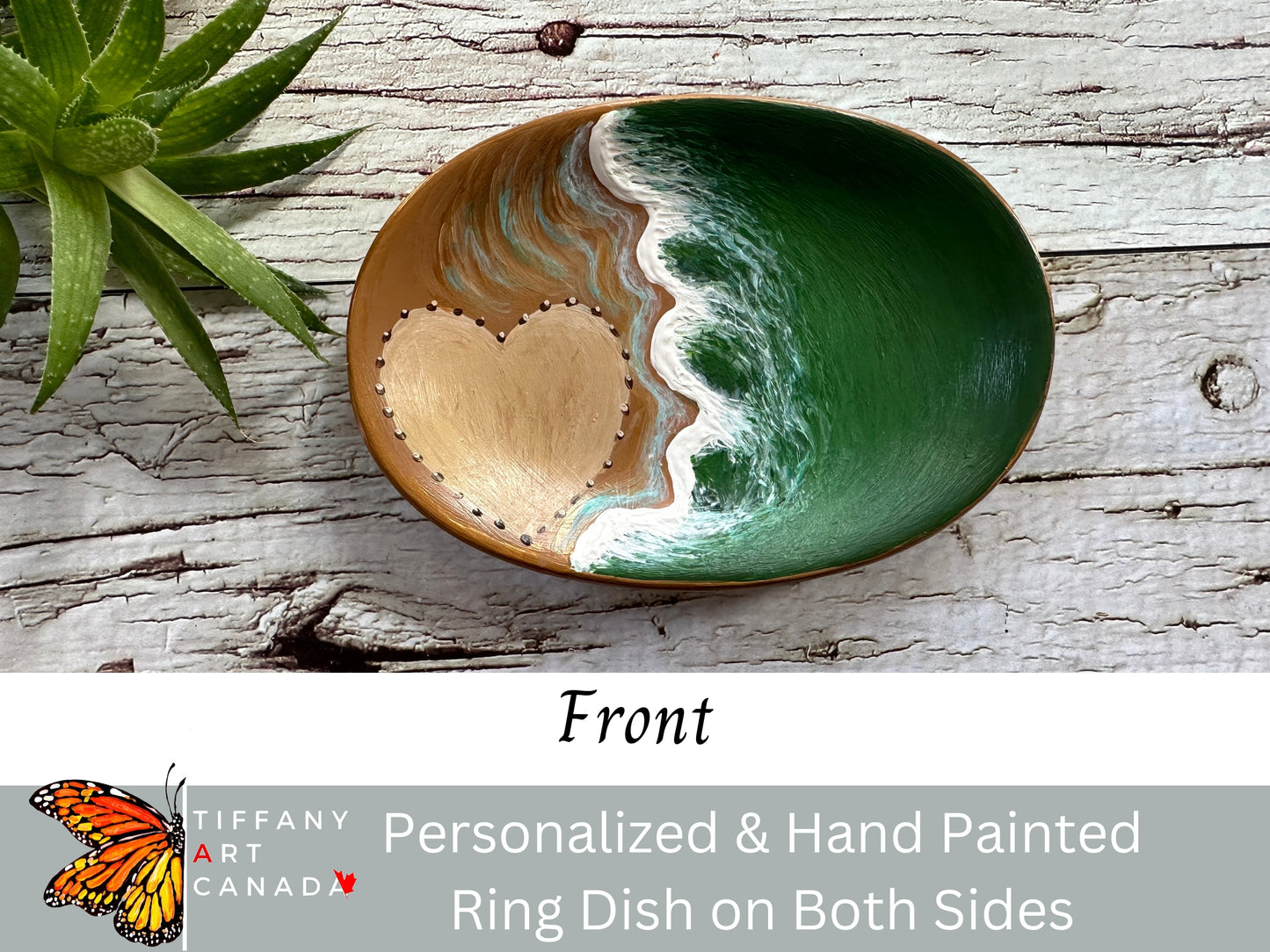 Hand Painted Beach Wedding Ring Dish