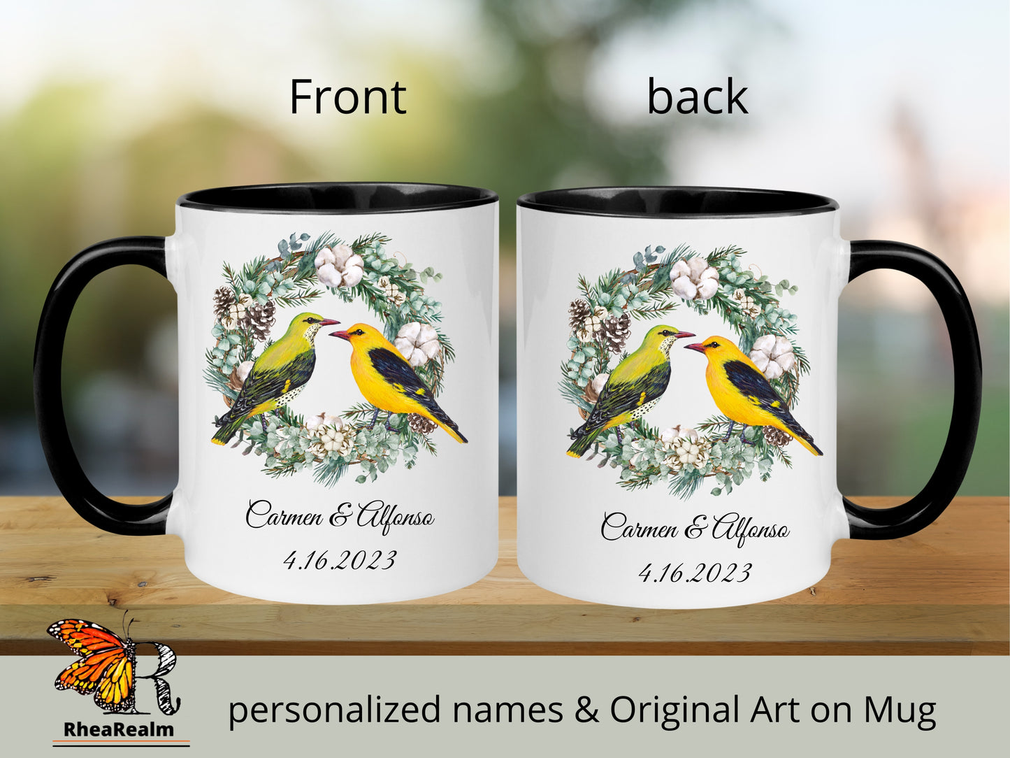 Personalized Golden Oriole Couple Mug