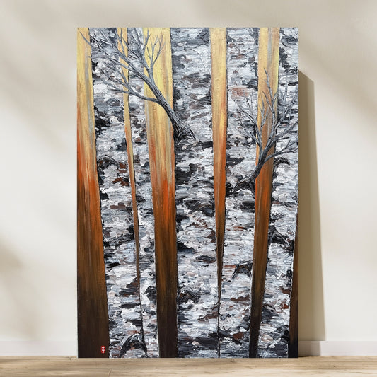 Birch Tree Landscape Abstract Painting on Canvas