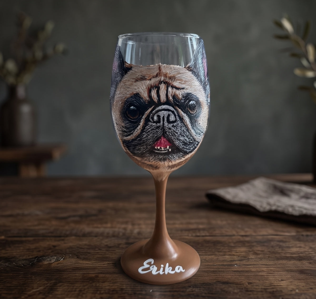 Hand-Painted Custom Dog Wine Glass