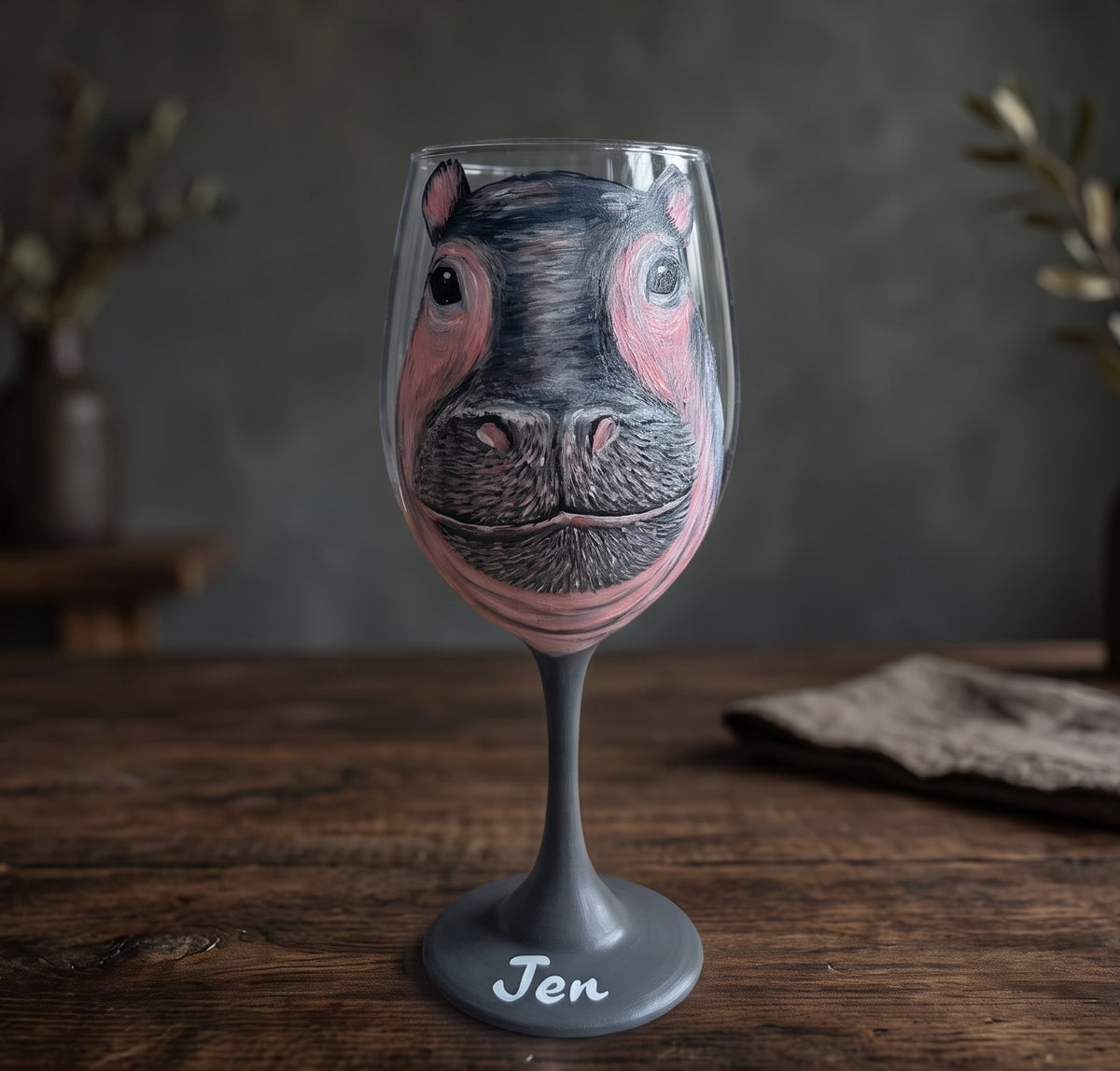 Hand-Painted Custom Dog Wine Glass