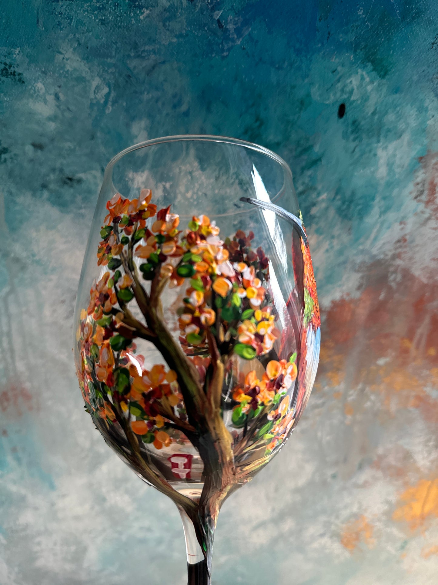 Hand Painted Rufous Hummingbird  Wine Glass