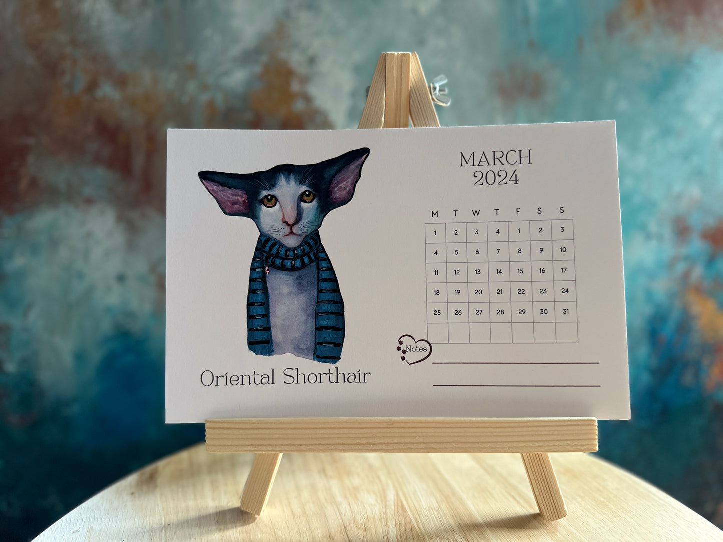 Cat 2024 Desk Calendar with Stand