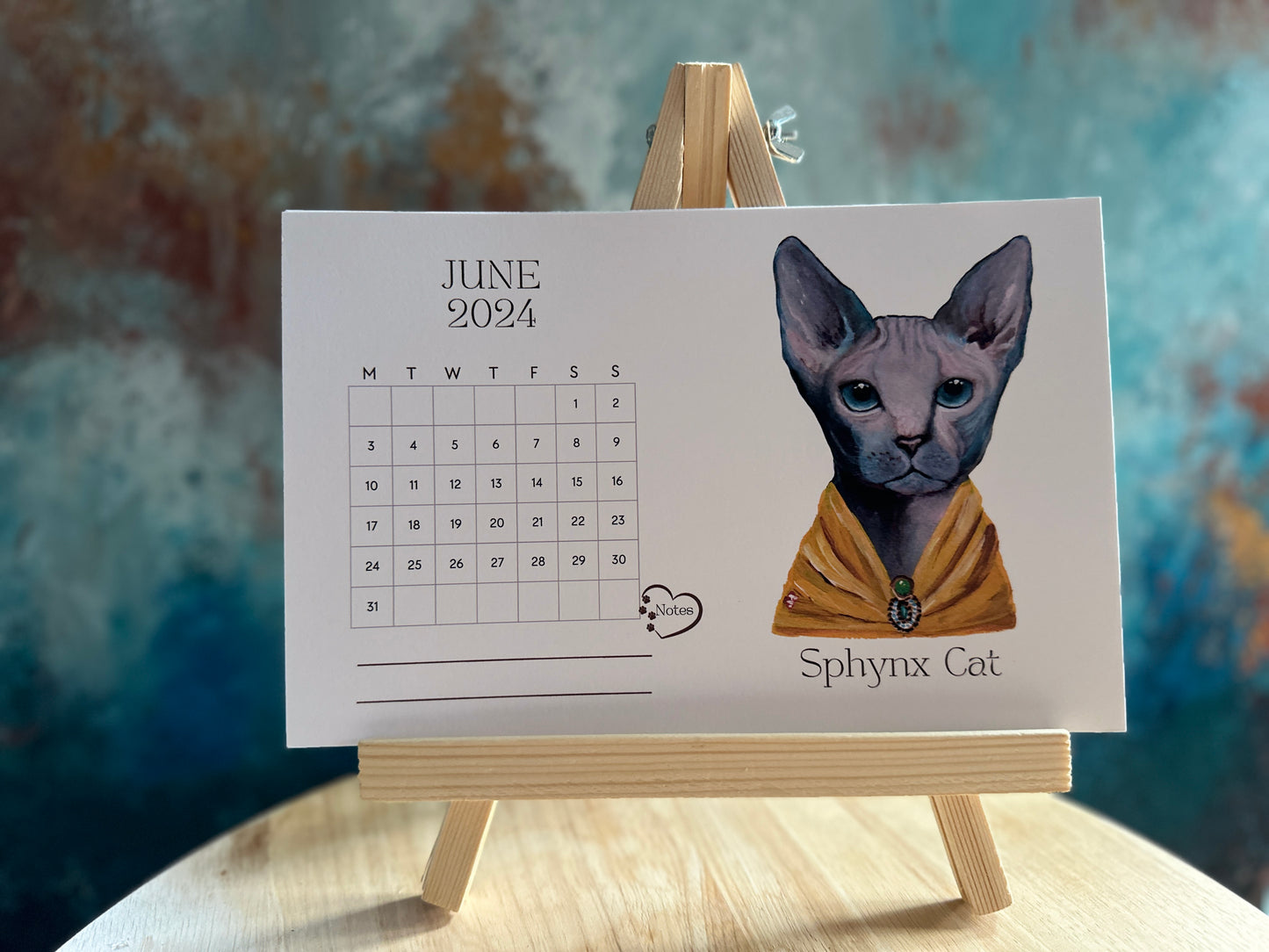 Cat 2024 Desk Calendar with Stand