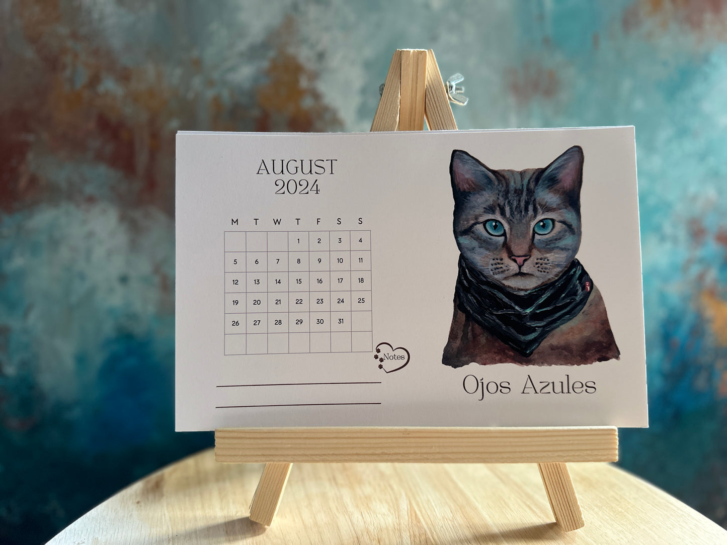 Cat 2024 Desk Calendar with Stand