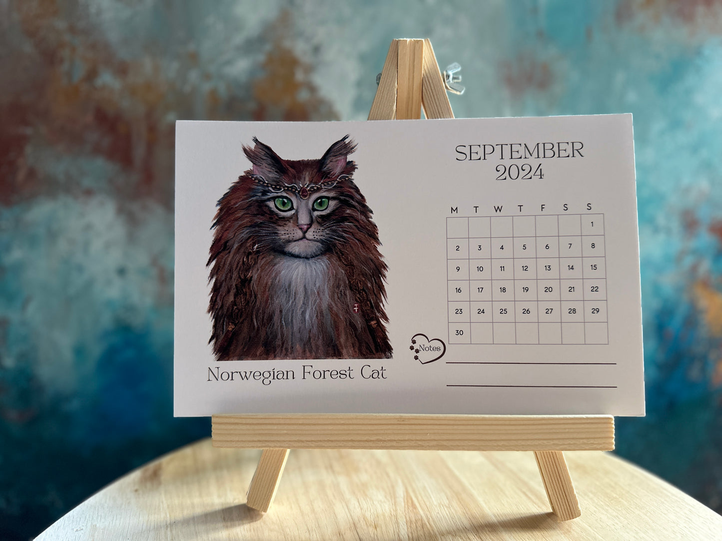 Cat 2024 Desk Calendar with Stand