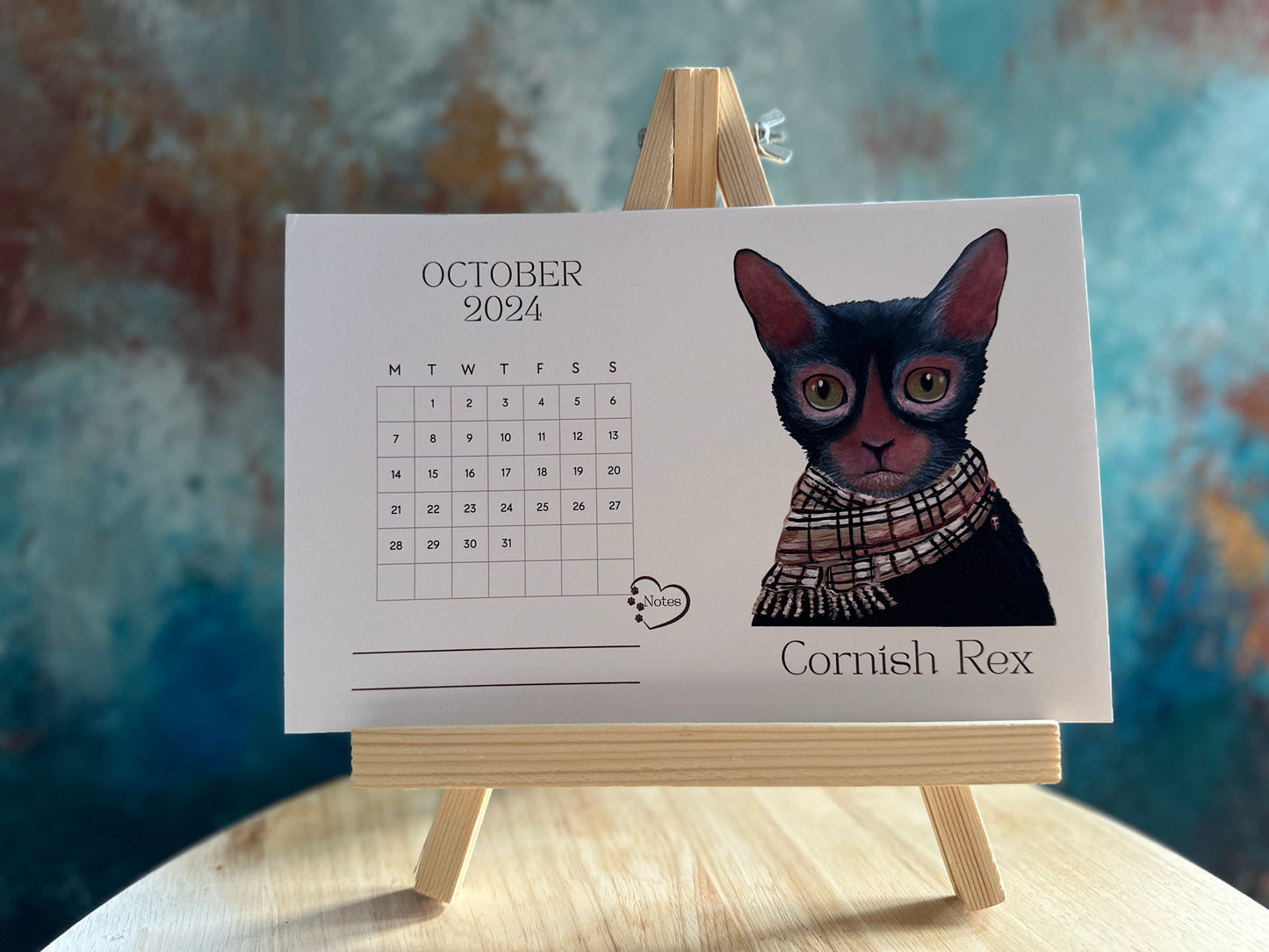 Cat 2024 Desk Calendar with Stand