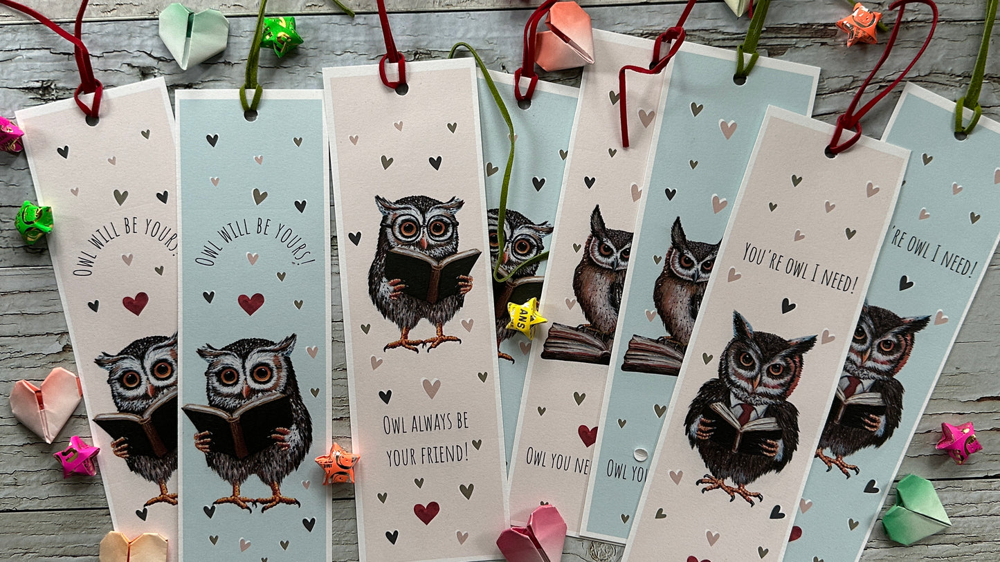 Digital Download 8 Owl Valentines Bookmark