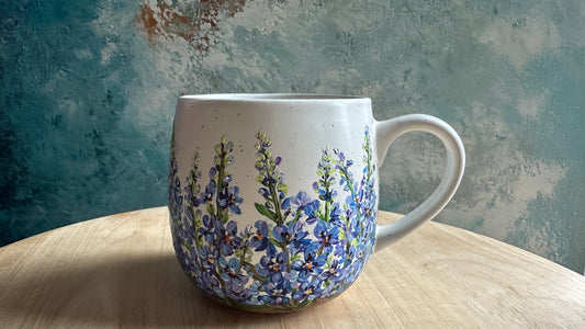 Hand Painted Larkspur Mug