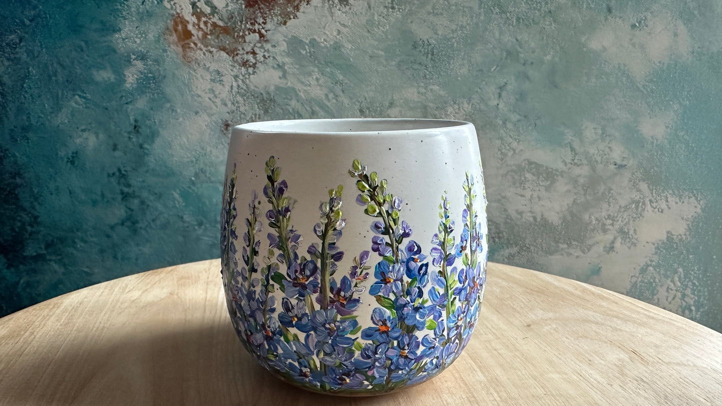 Hand Painted Larkspur Mug