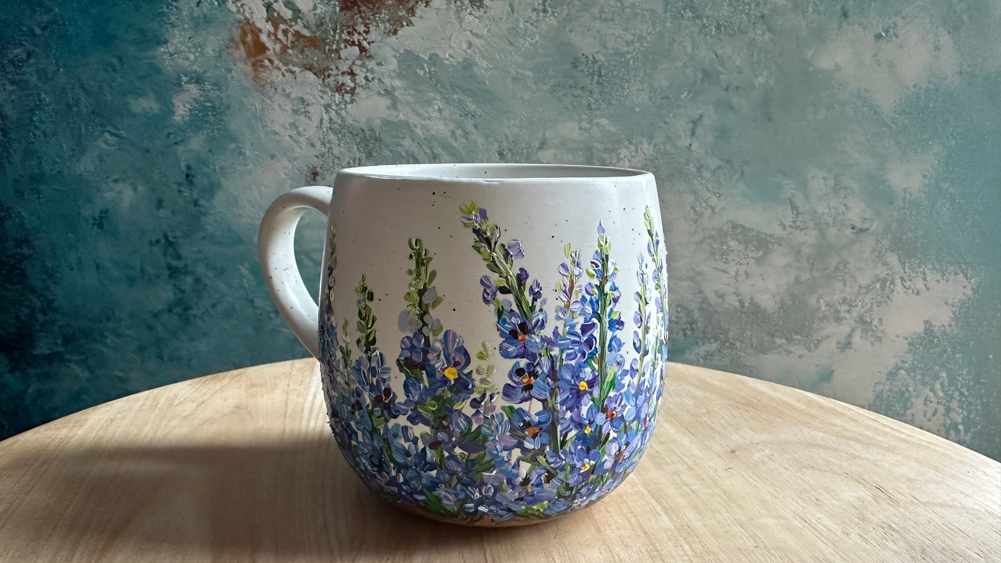 Hand Painted Larkspur Mug