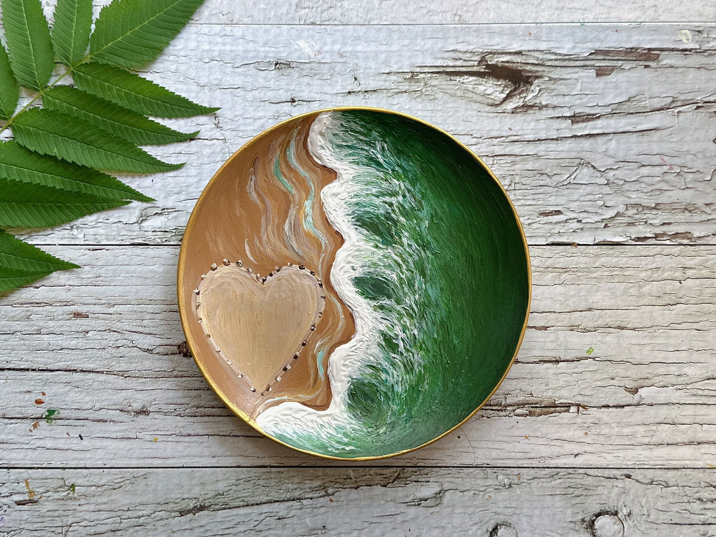 Hand Painted Beach Wedding Ring Dish, Personalized Keepsake