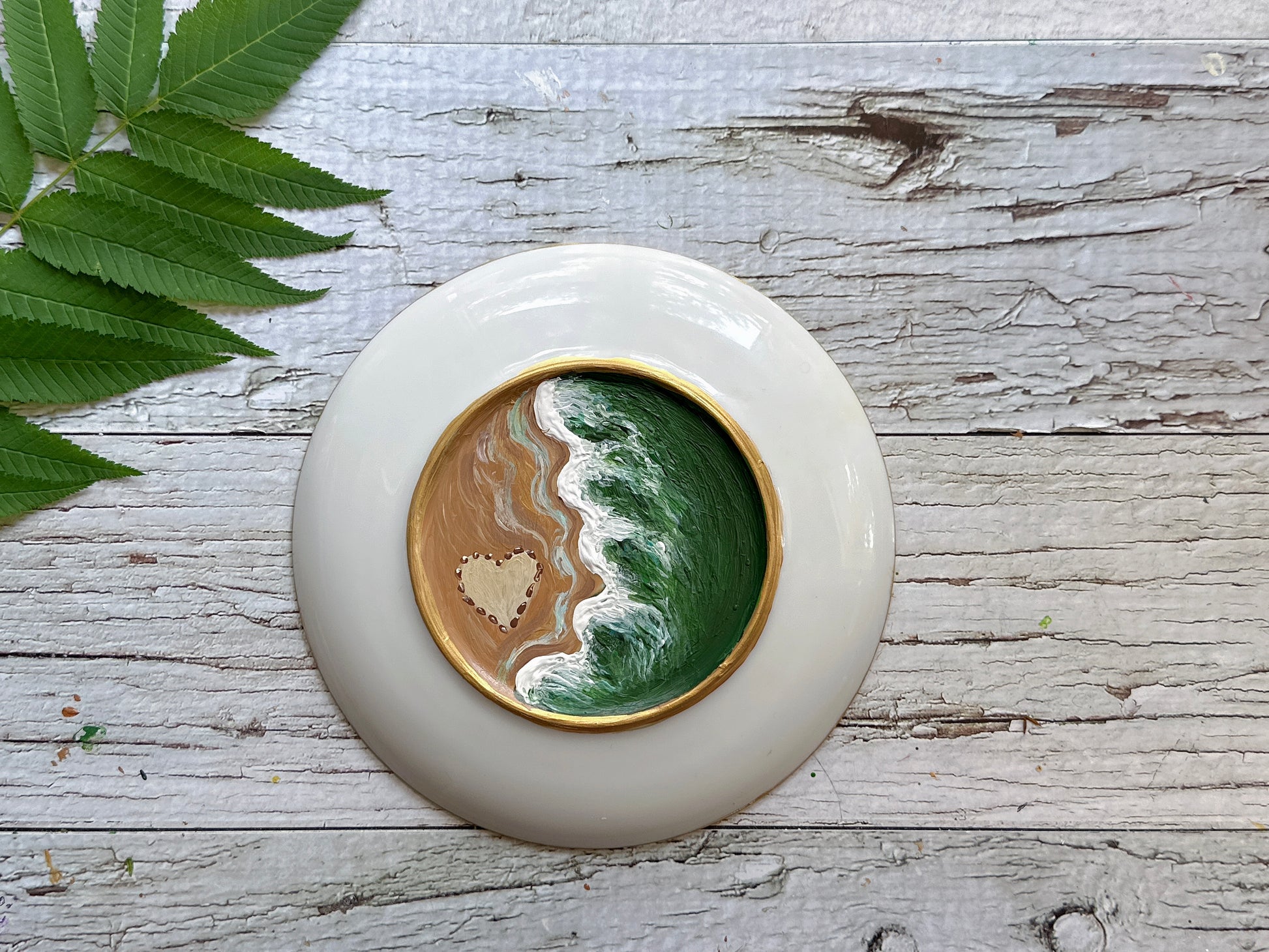 Hand Painted Beach Wedding Ring Dish, Personalized Keepsake