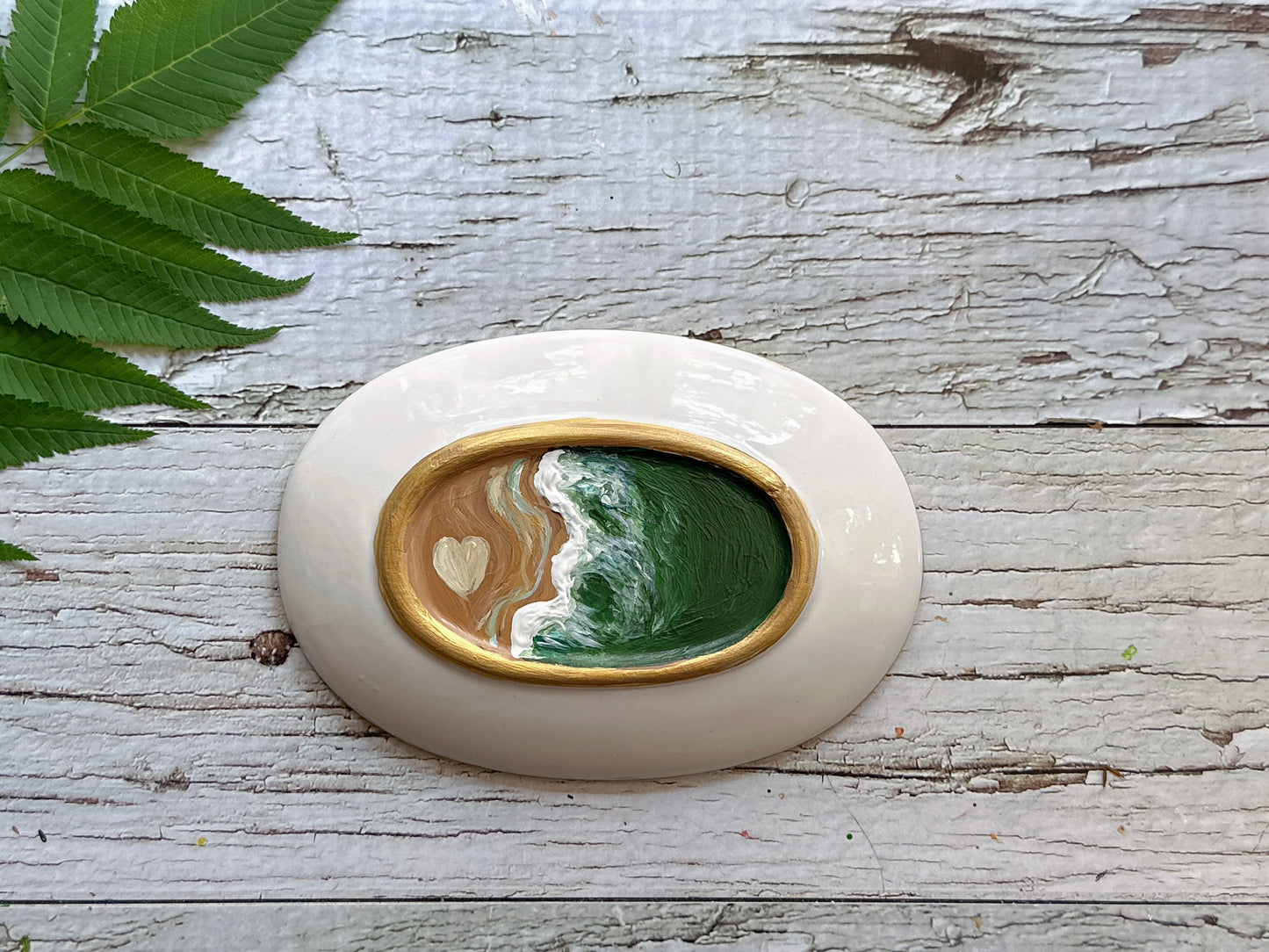Hand Painted Beach Wedding Ring Dish, Gift for Couple