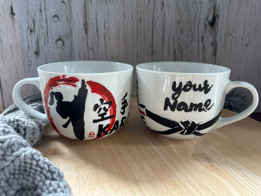 Hand Painted Karate Girl Mug