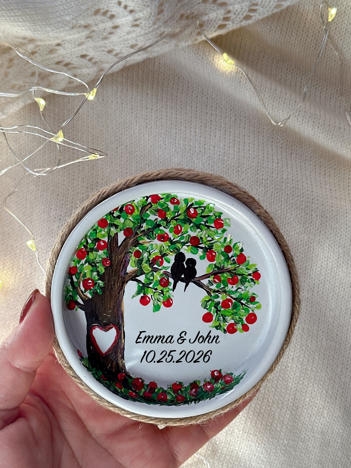 Wedding Ring Dish, Personalized Holder, Christmas Gift for Couples