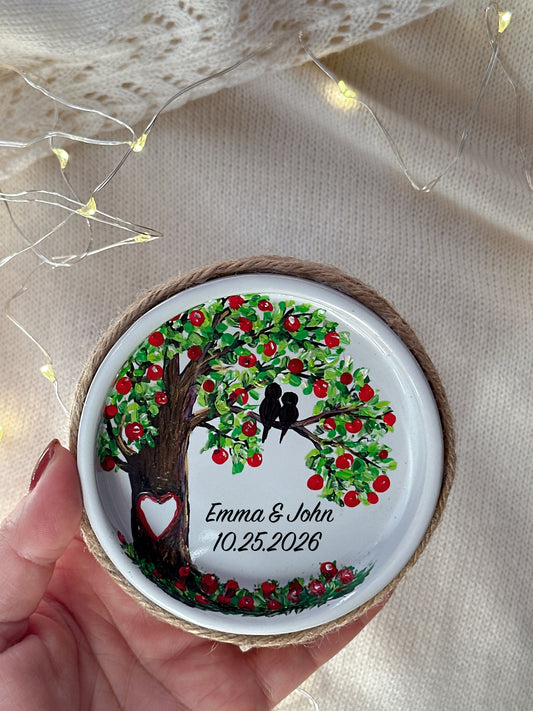 Wedding Ring Dish, Personalized Holder, Christmas Gift for Couples