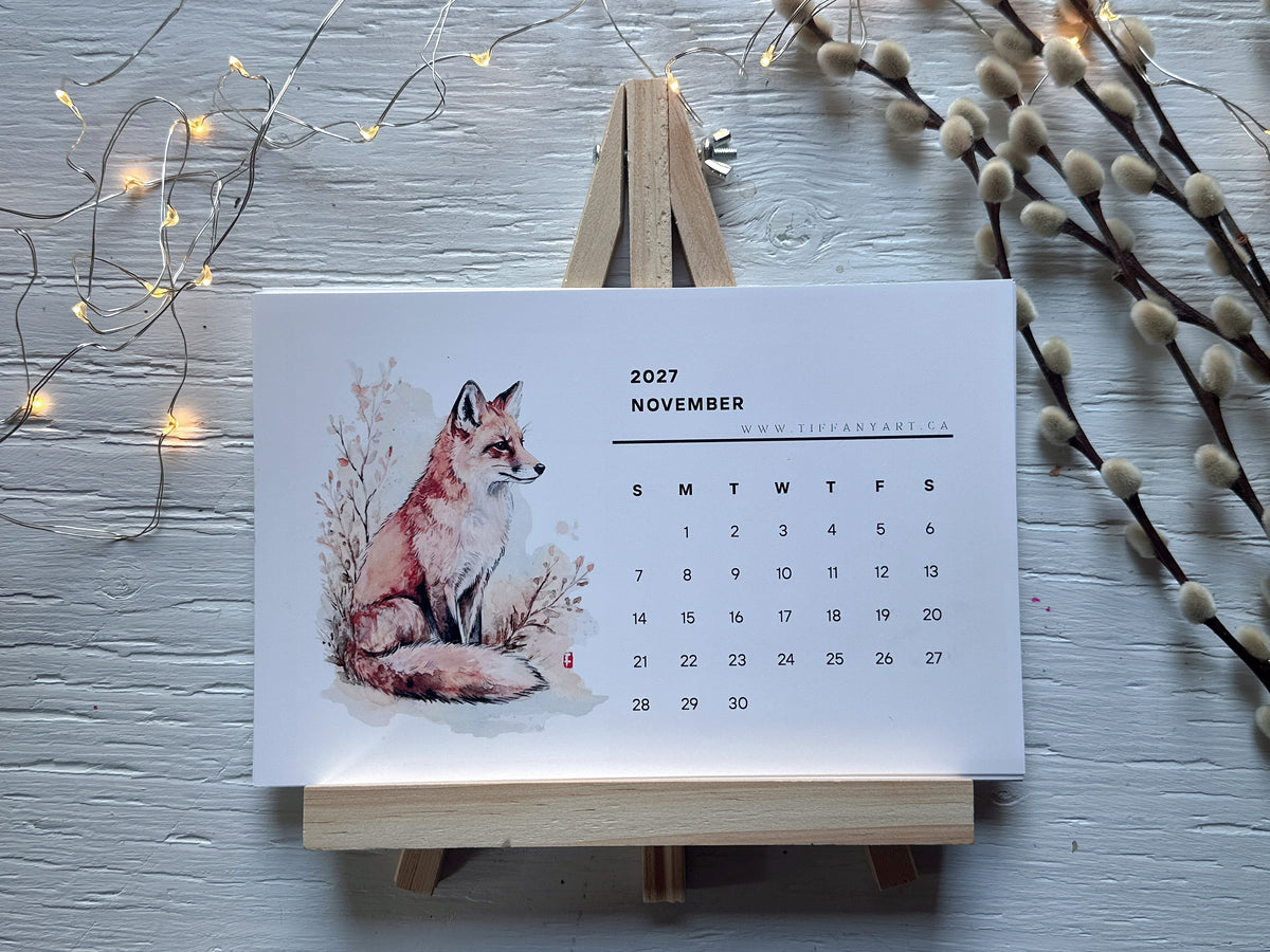 2027 Wild Animal Desk Calendar, Art Print