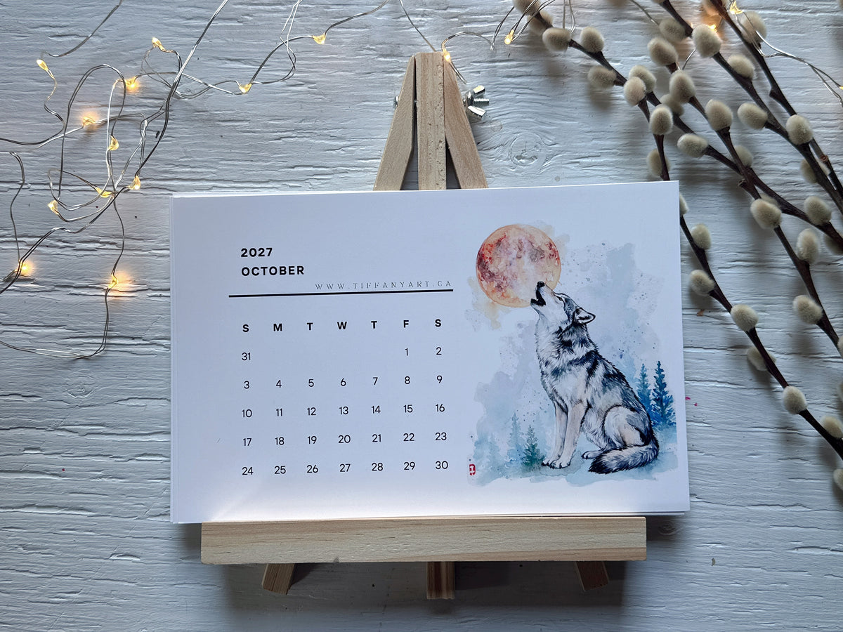 2027 Wild Animal Desk Calendar, Art Print