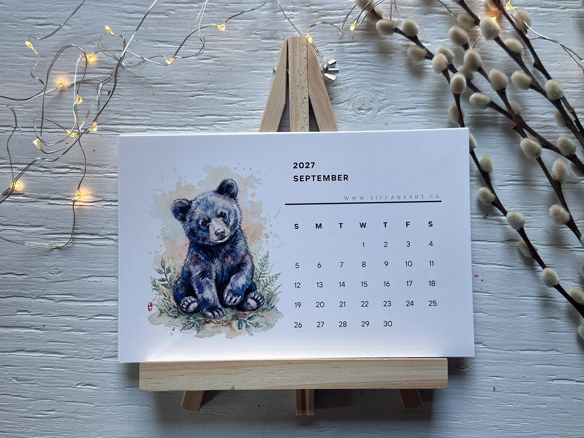 2027 Wild Animal Desk Calendar, Art Print