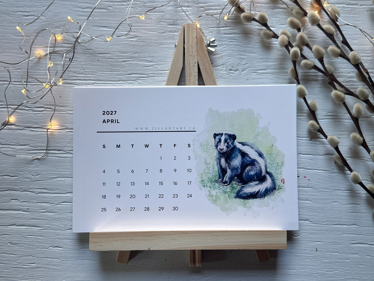 2027 Wild Animal Desk Calendar, Art Print