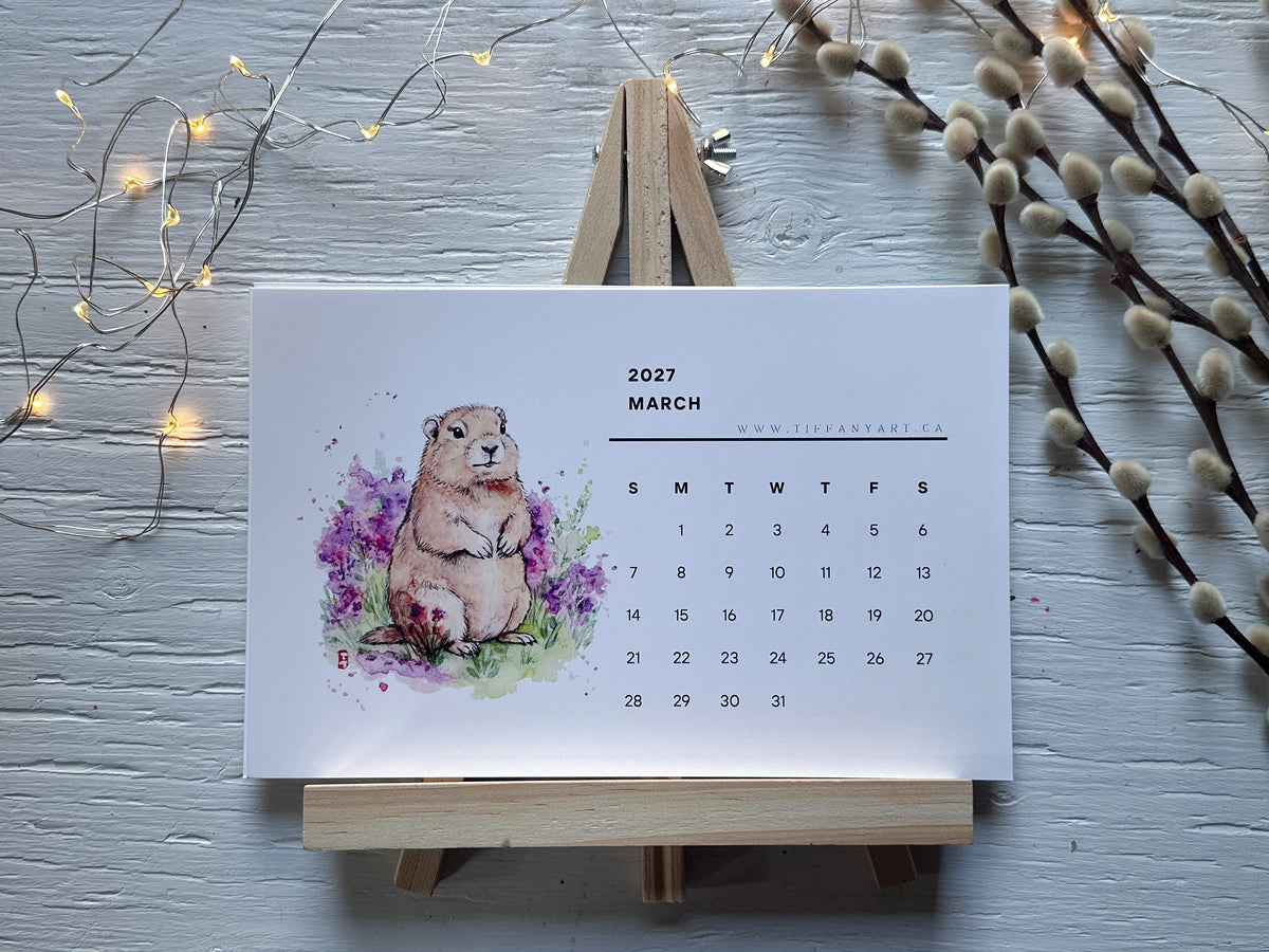 2027 Wild Animal Desk Calendar, Art Print