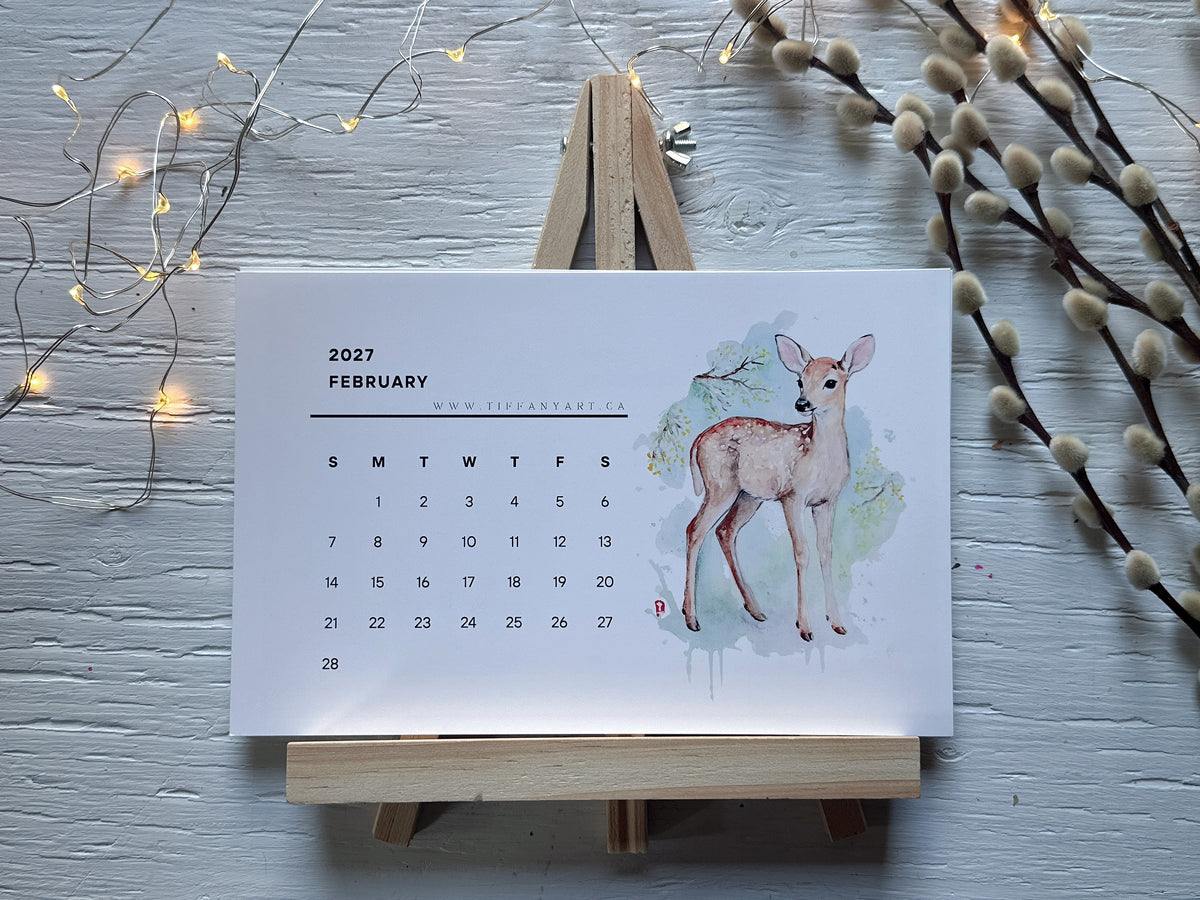 2027 Wild Animal Desk Calendar, Art Print