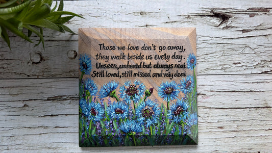 Hand Painted Cornflower Flowers Stone 6.5" x 6.5"