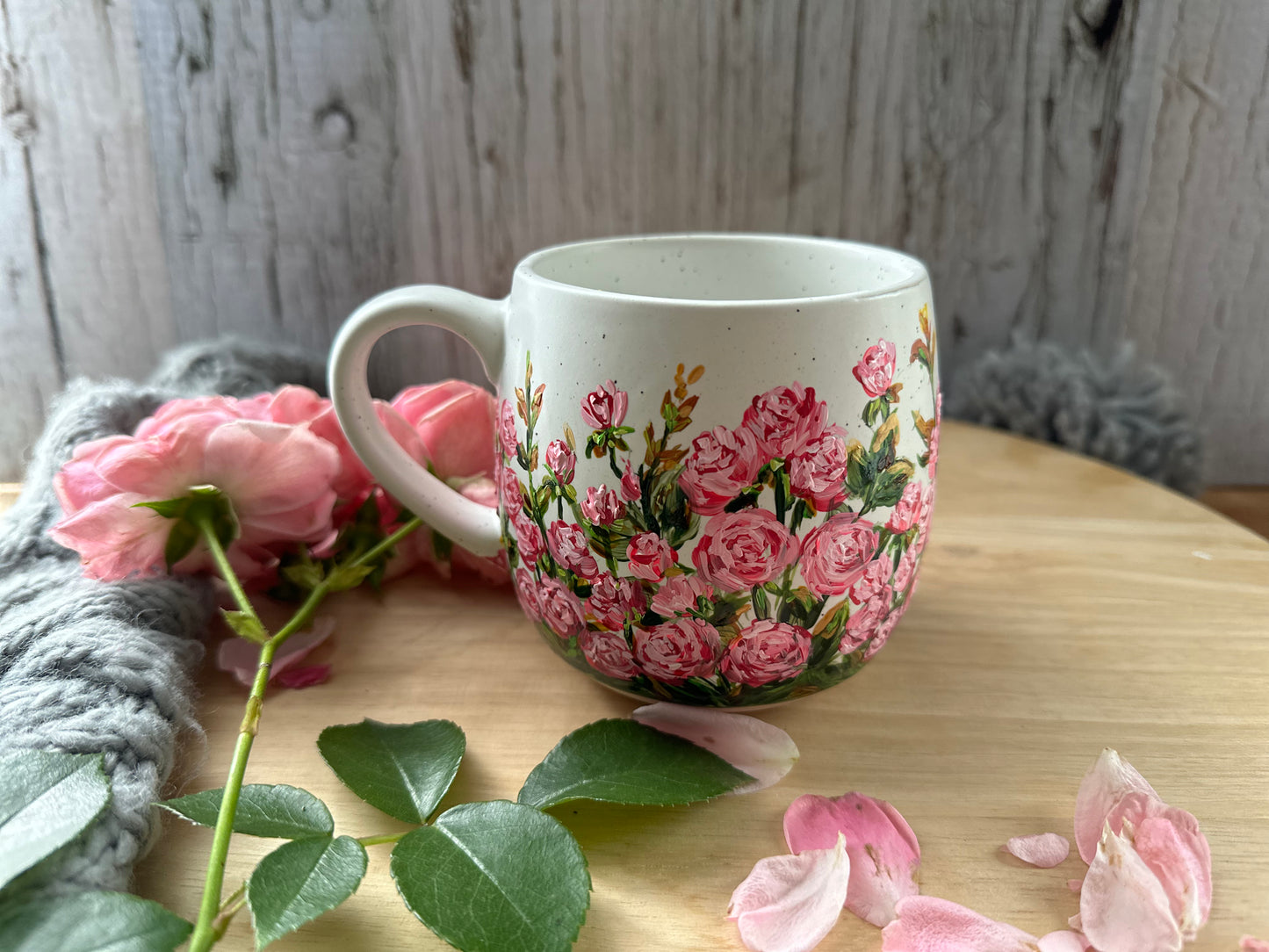 Hand Painted Rose Mug