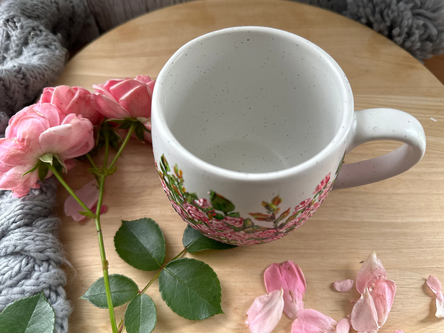 Hand Painted Rose Mug