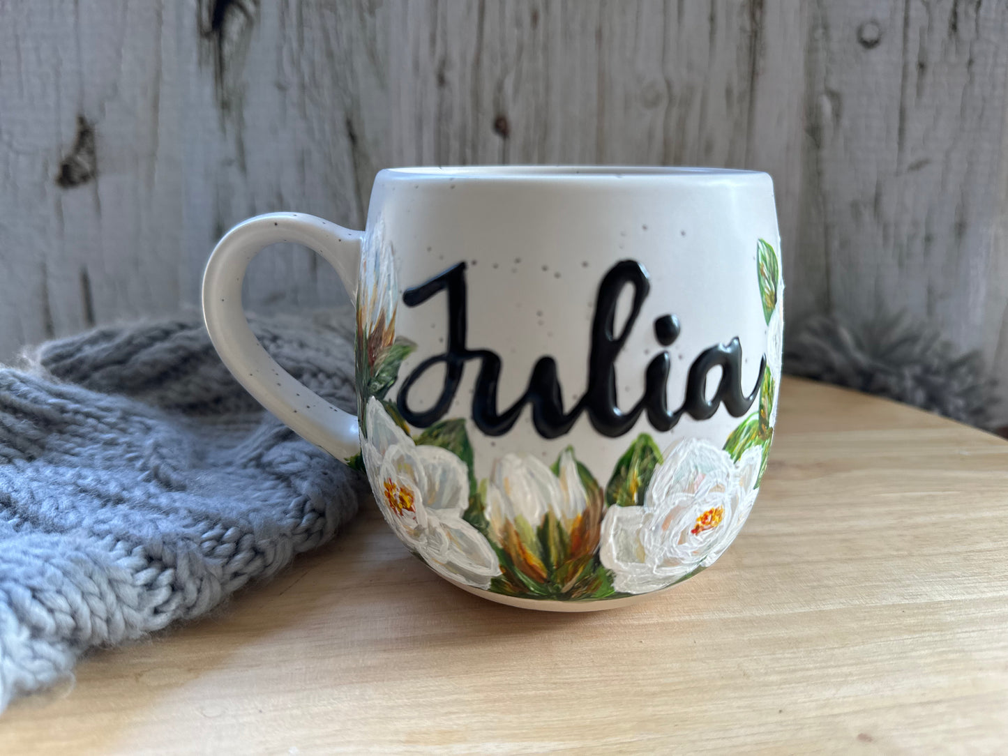 Hand Painted Gardenia Flower Mug